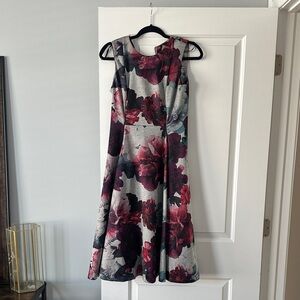 NWT Calvin Klein gray floral midi sheath dress